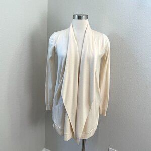 Theory Womens Small Open Front Wool Silk Cardigan Sweater Cream Knit
